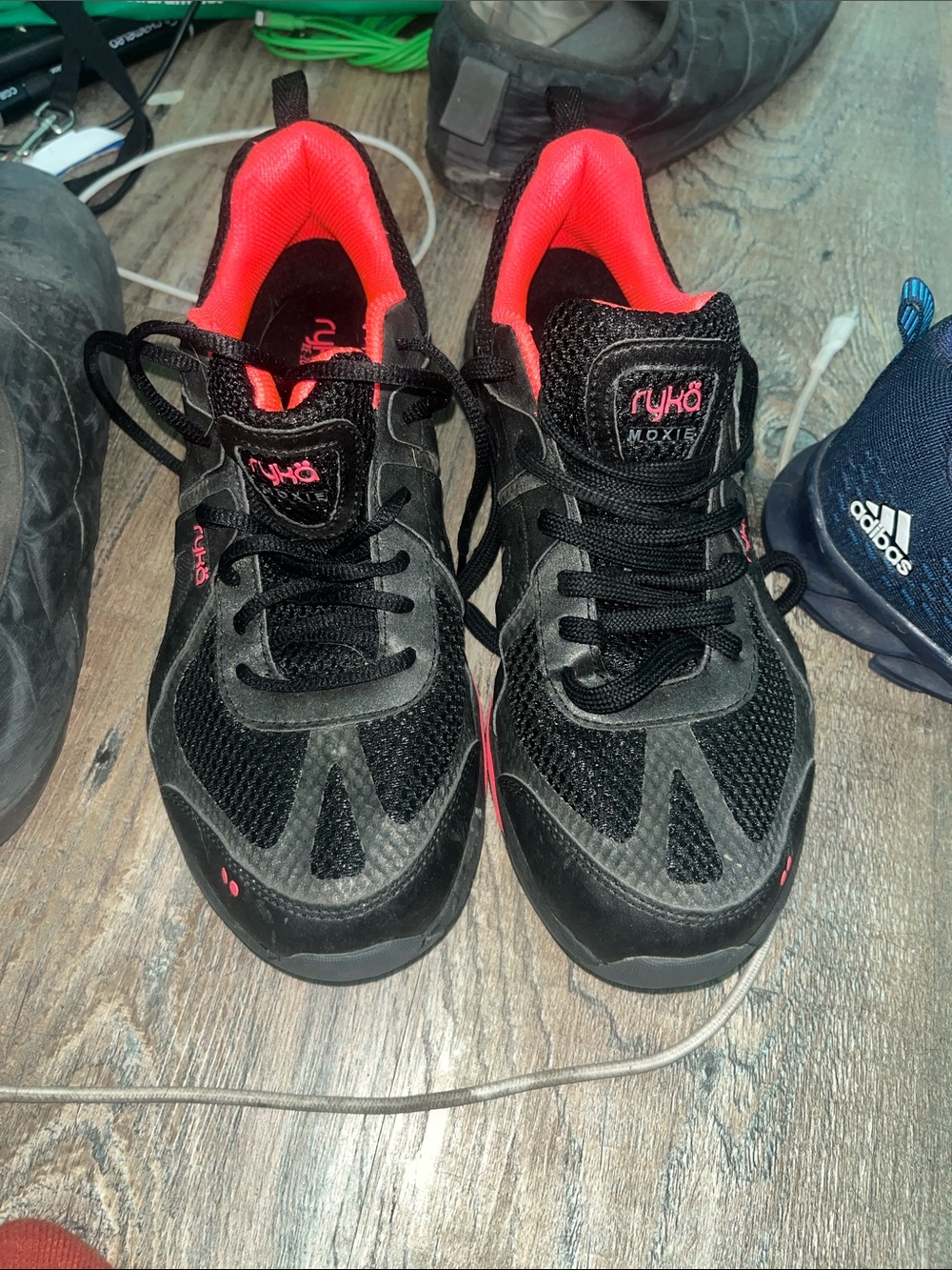 Ryka Black Sneakers with Neon Pink Lining
